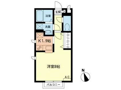 RUPIAHII(1K/1階)の間取り写真