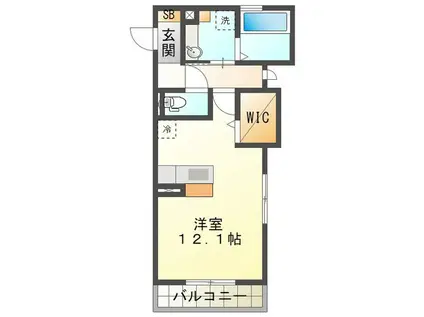 グランドネーフルときわ(ワンルーム/1階)の間取り写真