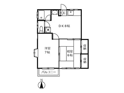 ヴィラージュA(2DK/1階)の間取り写真
