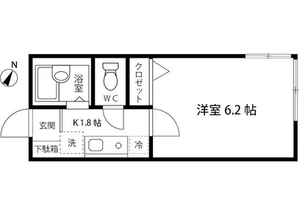 パークハイム(1K/1階)の間取り写真
