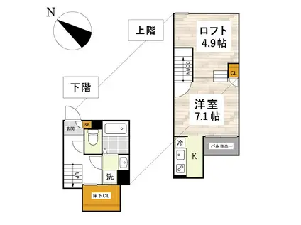 ADC月出メリッサ(1K/1階)の間取り写真