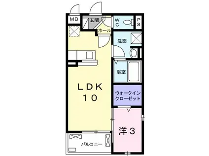 カーサ・MH三山木(1LDK/3階)の間取り写真