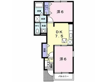 サンリット ヒルI(2DK/1階)の間取り写真