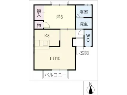 グリーンハイツ相川(1LDK/2階)の間取り写真