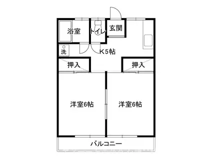 ハイツLAND B棟(2K/1階)の間取り写真