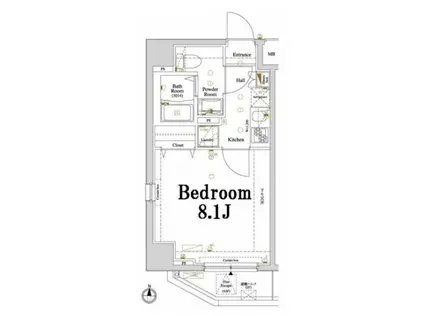 アクサス深川住吉(1K/2階)の間取り写真