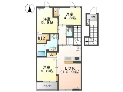 サンシャイン御幸(3LDK/2階)の間取り写真