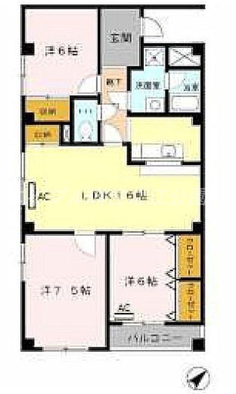 オリオノハイム II(3LDK/1階)の間取り写真
