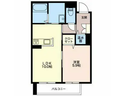 ソサイティー鵯島(1LDK/3階)の間取り写真