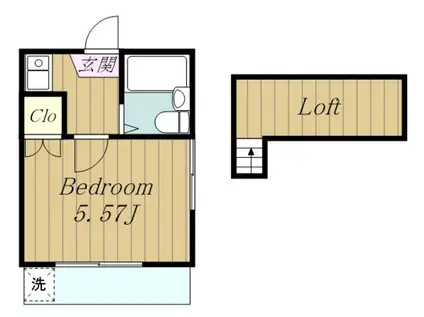 シャルマン生田II(1K/1階)の間取り写真