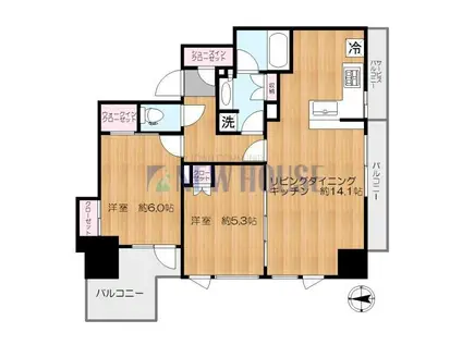 オーベルアーバンツ神楽坂(2LDK/7階)の間取り写真