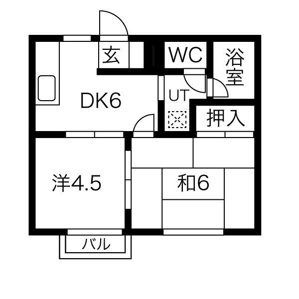 リバティーライフ徳丸(2DK/2階)の間取り写真