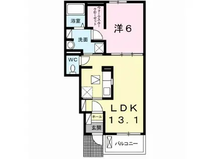 クラール VI(1LDK/1階)の間取り写真