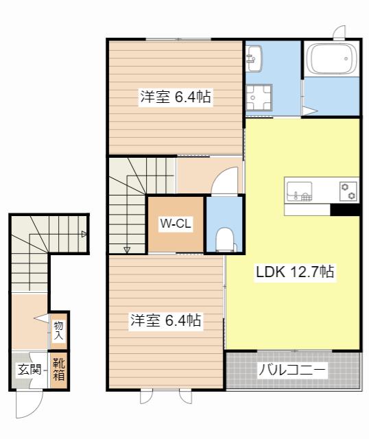 ジョイフルメゾン SK(2LDK/2階)の間取り写真