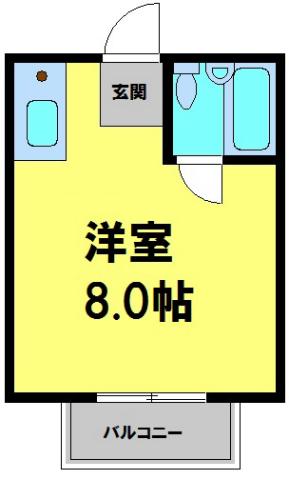 川西ハイツ(1K/2階)の間取り写真