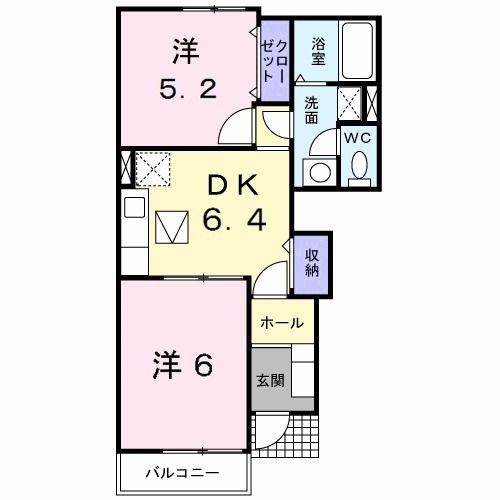 AUBEC(2DK/1階)の間取り写真