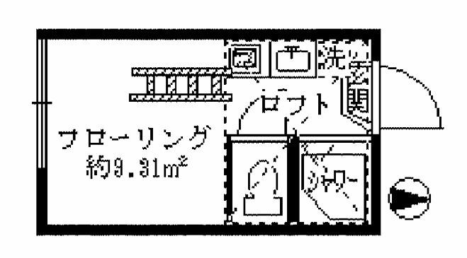 フェリスリオン(ワンルーム/2階)の間取り写真