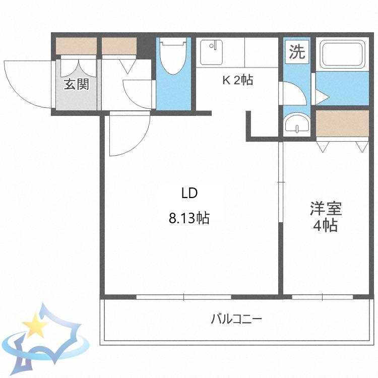 アスパイア琴似(1LDK/4階)の間取り写真