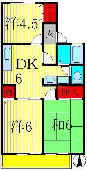 セジュールハイツII(3DK/2階)の間取り写真
