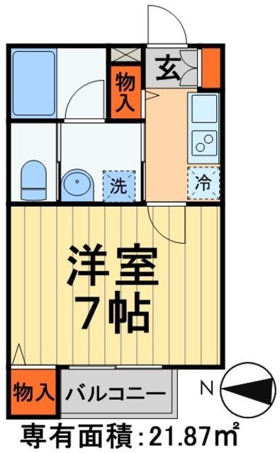 ルミエールエタンセルドゥ―(1K/2階)の間取り写真