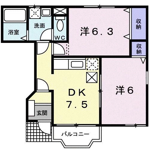 フォレスタ・ヴィラ(2DK/1階)の間取り写真