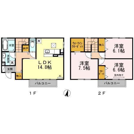 プレンティーユーノ(3LDK/1階)の間取り写真