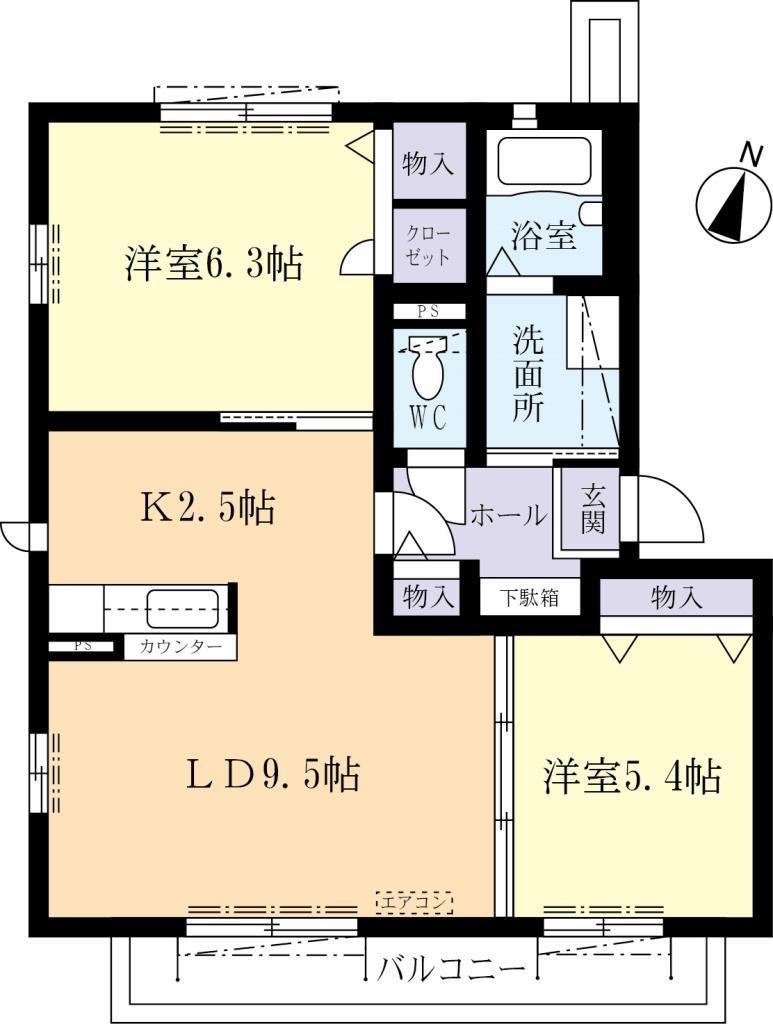 LE COULTRE(2LDK/2階)の間取り写真