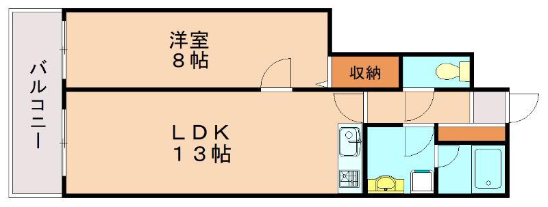 ティアラ東町(1LDK/3階)の間取り写真