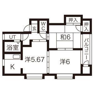 タウンハウスヨシダF2(2DK/1階)の間取り写真