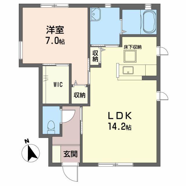シャーメゾン霧ケ峰 D棟(1LDK/1階)の間取り写真