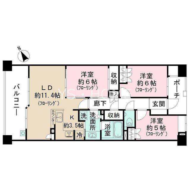 武蔵野ガレリアルーチェラッツァ(3LDK/3階)の間取り写真