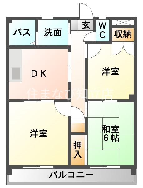 ストーリーII(3DK/4階)の間取り写真