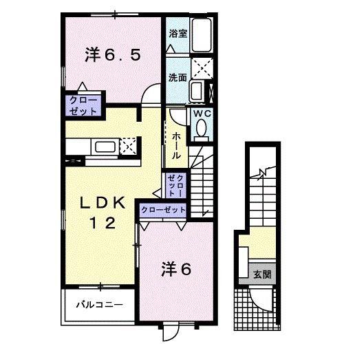 サニー・レジデンス橋本II(2LDK/2階)の間取り写真