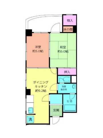 テイコー1146(2DK/6階)の間取り写真
