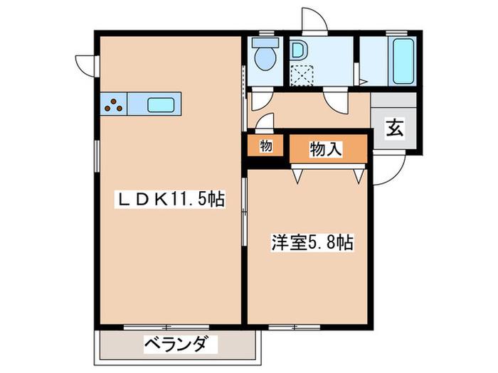 アメニティーハウスII(1LDK/1階)の間取り写真