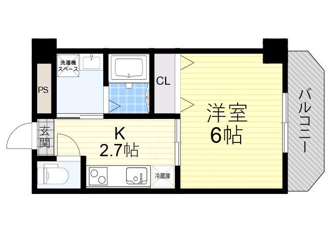 双輪建物第八コーポ(1K/3階)の間取り写真