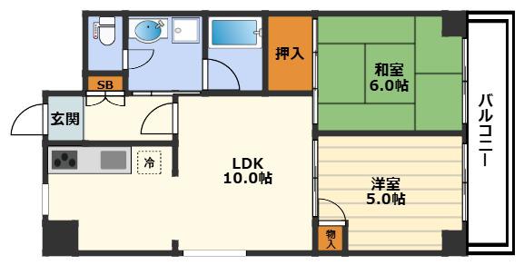 アルテハイム天六I(2LDK/4階)の間取り写真