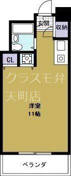 ガーデン弁天町(ワンルーム/4階)の間取り写真