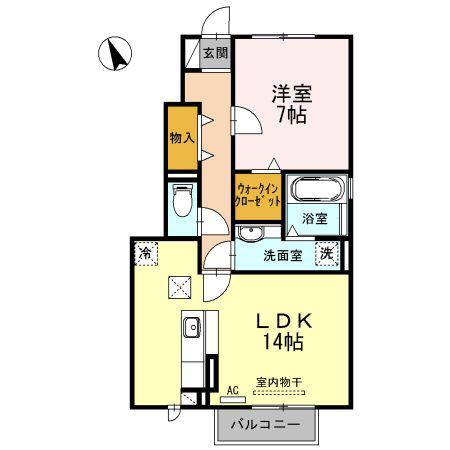 カーサ フェリーチェA(1LDK/1階)の間取り写真