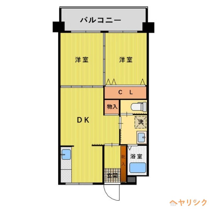 第二若葉ビル(2DK/1階)の間取り写真