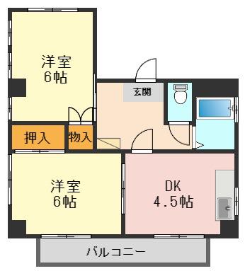 メゾン光洋(2DK/4階)の間取り写真