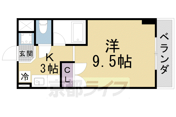 カルテットKOBORI B棟(1K/3階)の間取り写真