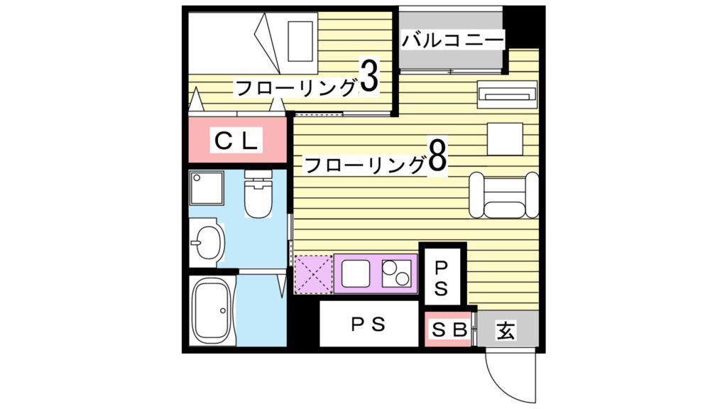 三國ビル(1LDK/5階)の間取り写真