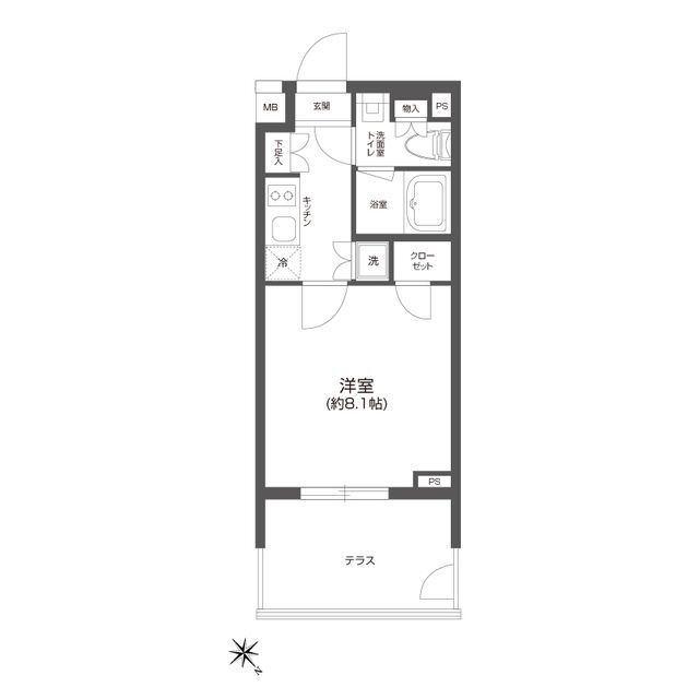 GRAN PASEO 四谷若葉(1K/1階)の間取り写真