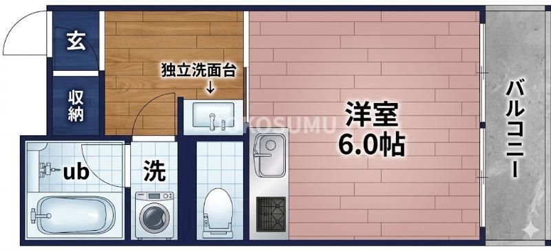 グローバル野田(ワンルーム/2階)の間取り写真