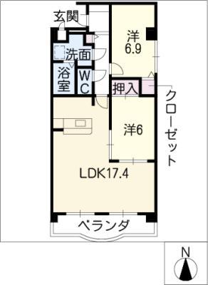 ルネス53(2LDK/3階)の間取り写真