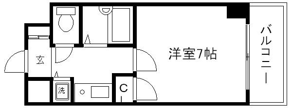 リーガル京都西陣(1K/7階)の間取り写真