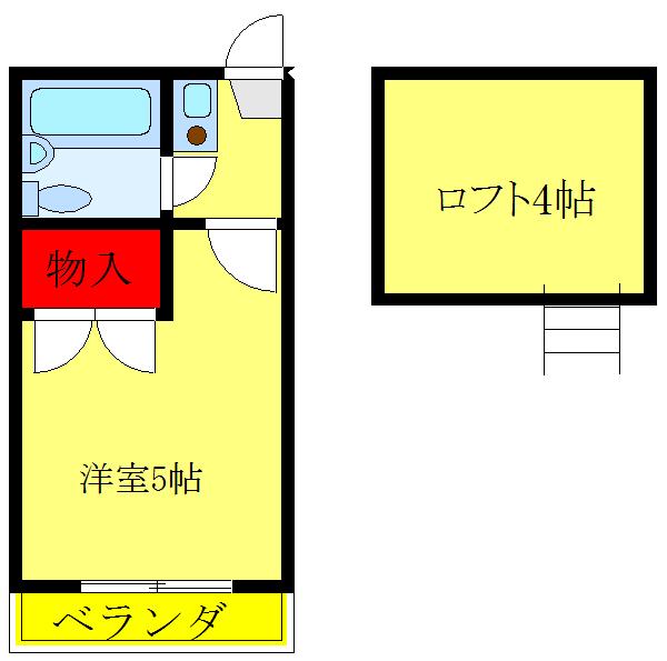 ルミエール三田(1K/2階)の間取り写真