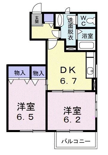 FORESTHEIGHTSD(2DK/1階)の間取り写真