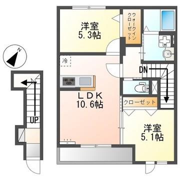 NAGISALLE II(2LDK/2階)の間取り写真